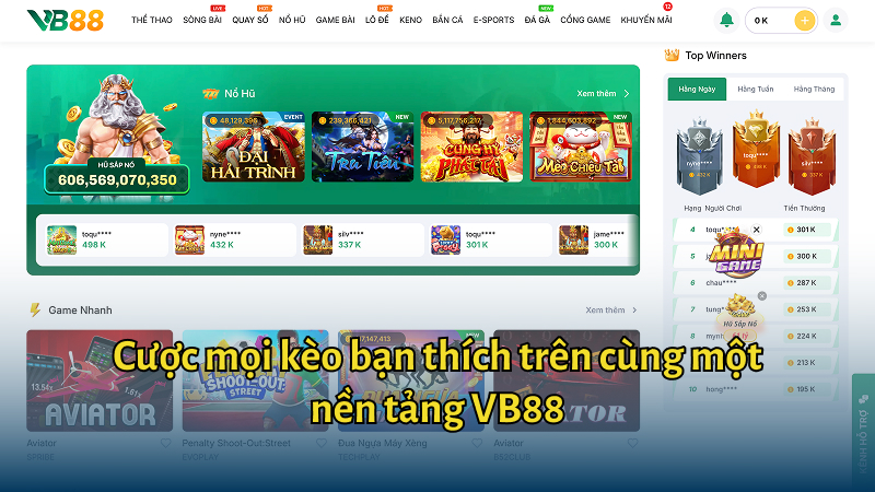 Cược mọi loại kèo bạn thích trên cùng một nền tảng VB88