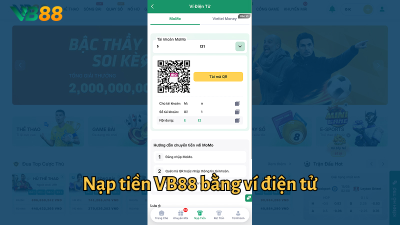 Nạp tiền VB88 bằng ví điện tử