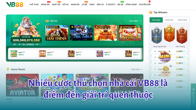 Nhiều cược thủ chọn nhà cái VB88 là điểm đến giải trí quen thuộc
