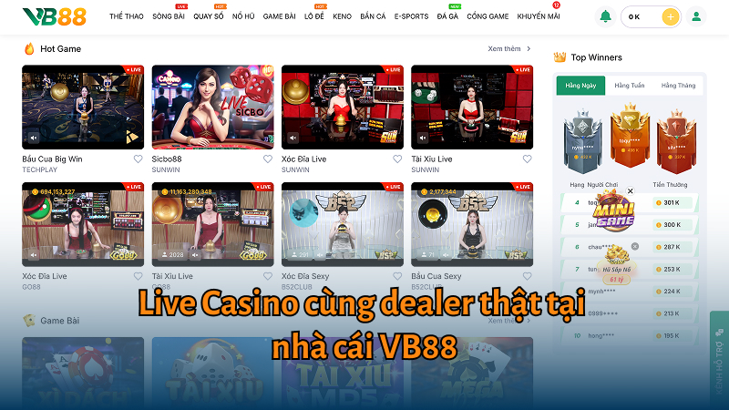 Live Casino cùng dealer thật tại nhà cái VB88