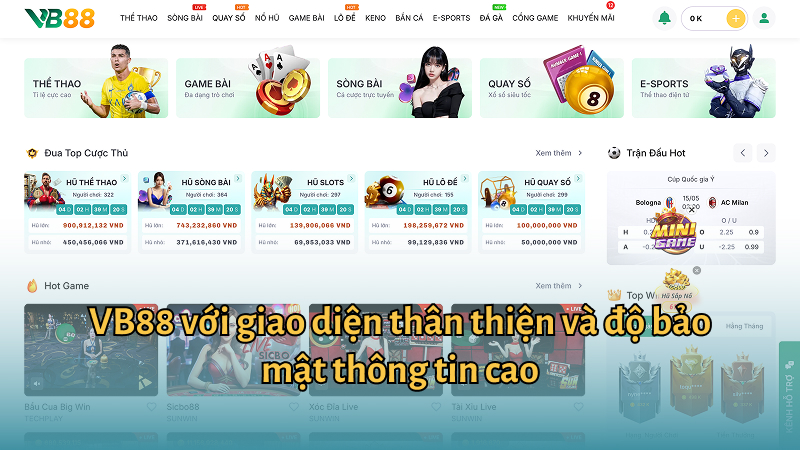 VB88 với giao diện thân thiện và độ bảo mật thông tin cao